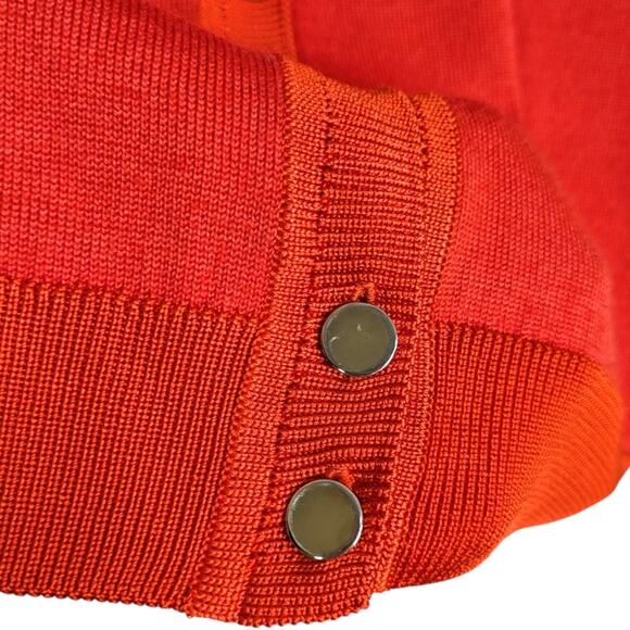 St. John Wool Silk Blend Knit Cardigan Sweater Small Orange Gold Button Classic - Picture 5 of 10